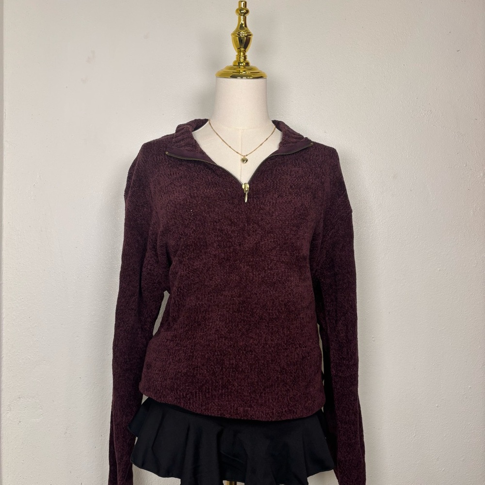 vintage 90s sage harbor‎ burgundy purple half zip up fleece old money preppy